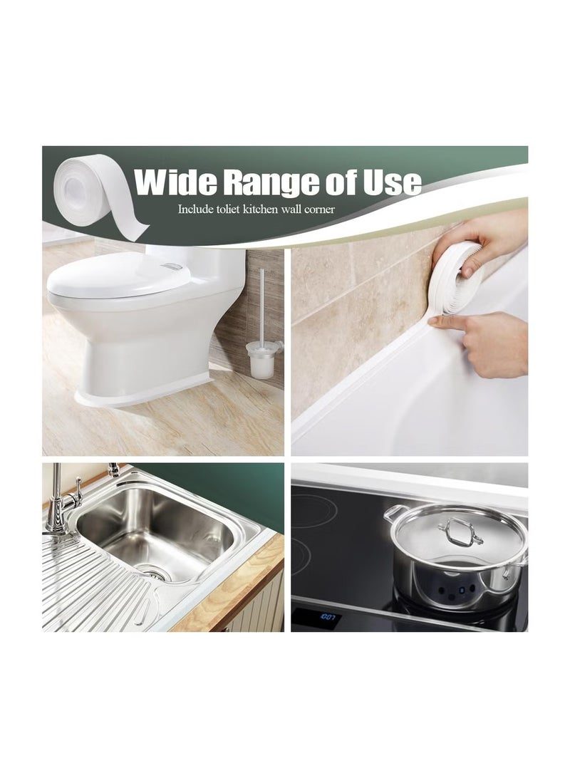 JIMATOR Caulk Tape White Bathroom Corner Caulking Tape Waterproof Self Adhesive Sealing Tape Used for Kitchen Sink Bathroom Bathtub Tub Floor Wall Edge Protector Strip - Image 3